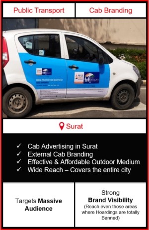 cabs advertising in surat, cab branding in surat, advertising on cabs in surat, cab branding, cab advertising