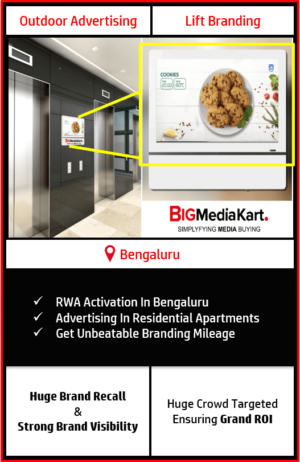 rwa activations in Bengaluru, advertising in residential societies in Bangalore, digital screen lift branding in Bangalore, lift branding in societies in Bengaluru, outdoor advertising in Bangalore